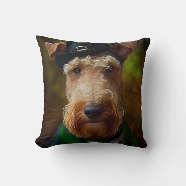 Coussin chien airedale à la Saint-Patrick (Recto)