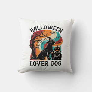 Coussin Chien amateur d'Halloween Chapeau de sorcière Citr