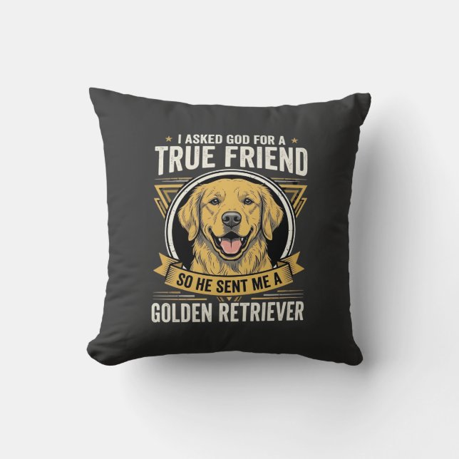 Coussin Chien Ami Véritable Golden Retriever (Recto)