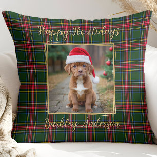 Coussin Chien animal de compagnie Noël Plaid Custom Gold P