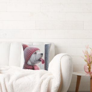 Coussin Chien Avec Langue Sur Poteau Gelé