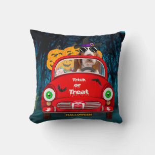 Coussin Chien Basset Hound Conduisant une Voiture Effrayan