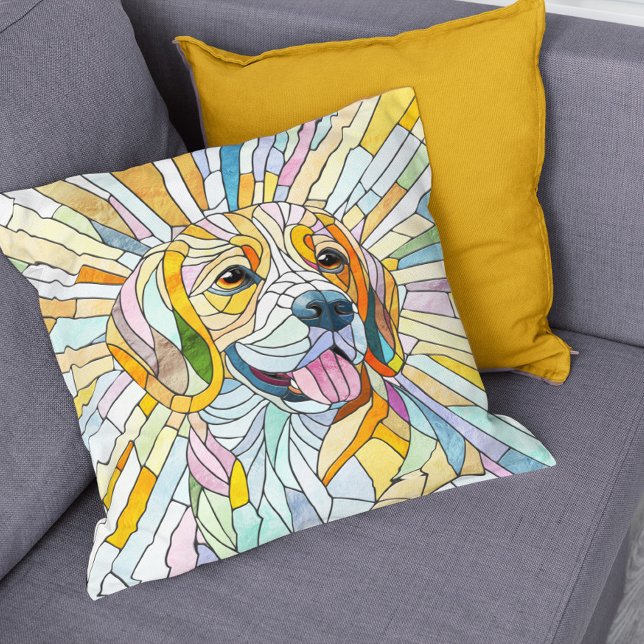 Coussin Chien beagle - Art Mosaïque coloré (Créateur téléchargé)