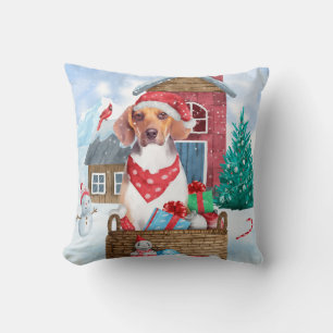 Coussin Chien beagle dans la neige Maison de Chien de Noël