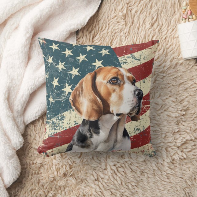 Coussin Chien Beagle du pavillon Grunge USA (Couverture)