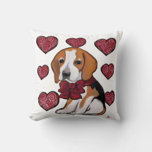 Coussin Chien Beagle Saint-Valentin