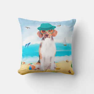 Coussin Chien beagle sur la plage