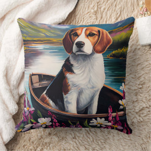 Coussin Chien beagle sur une pagaie : une aventure Pittore