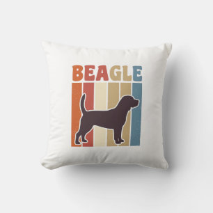 Coussin Chien Beagle Vintage Dessin Vectoriel Rayure Rétro