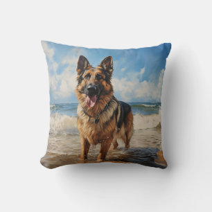 Coussin Chien berger allemand à la plage