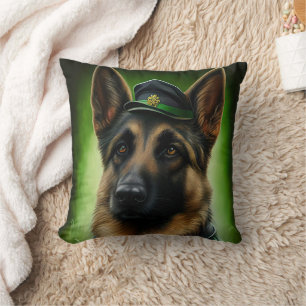 Coussin Chien berger allemand en tenue de la Saint-Patrick