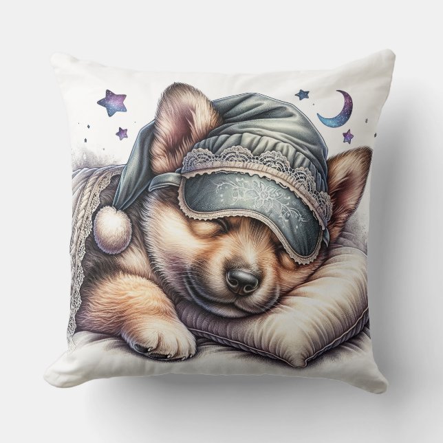 Coussin Chien berger allemand mignon dormant (Recto)