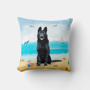 Coussin Chien berger allemand noir sur la plage