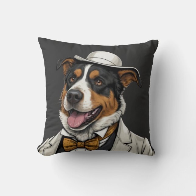 Coussin Chien berger australien amusant en costume (Recto)