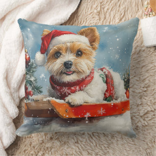Coussin Chien Biewer Terrier dans un traîneau Laissez tomb