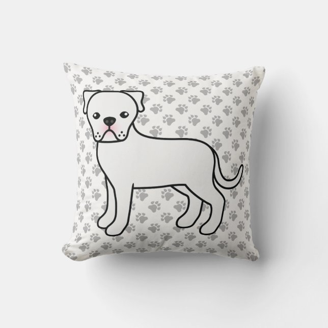Coussin Chien blanc américain Bulldog mignon caricaturé (Recto)