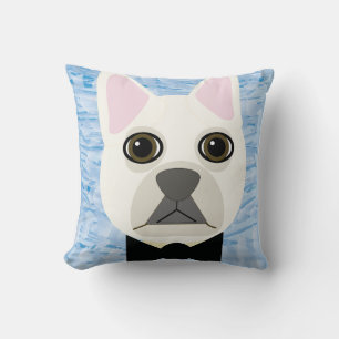 Coussin Chien blanc, Bleu