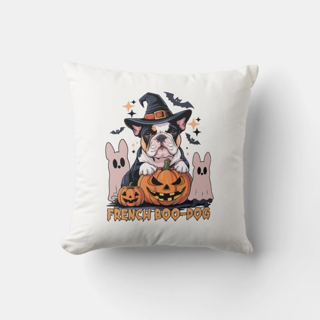 Coussin Chien Boo Français Mignon Frenchie Halloween Fantô (Recto)