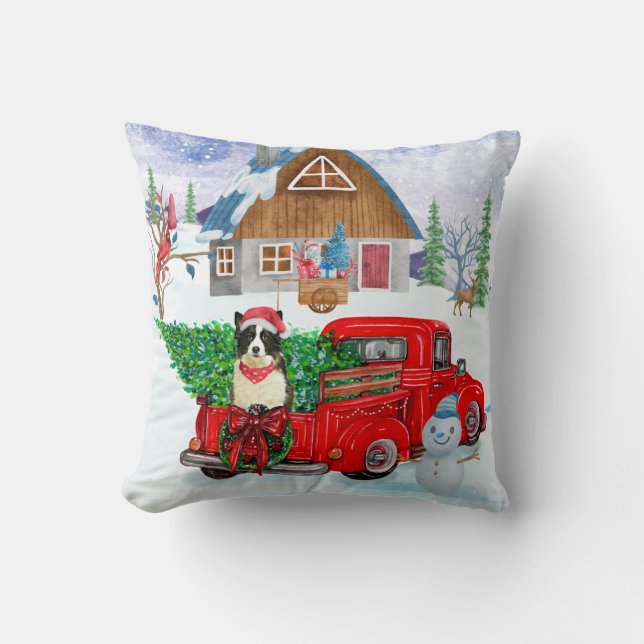 Coussin Chien Border Collie dans un camion de livraison de (Recto)
