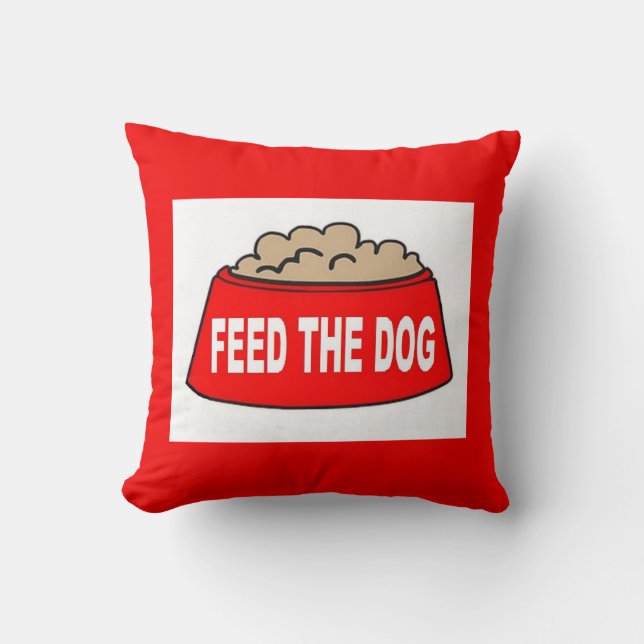 Coussin Chien Bowl Rouge nourrir Le Chien (Recto)