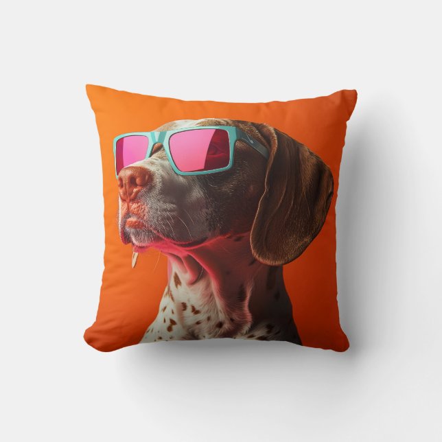 Coussin Chien bracco italiano cool avec des lunettes de so (Recto)