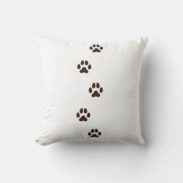 Coussin Chien Brown foncé Empreintes de pattes Canine Trac (Recto)