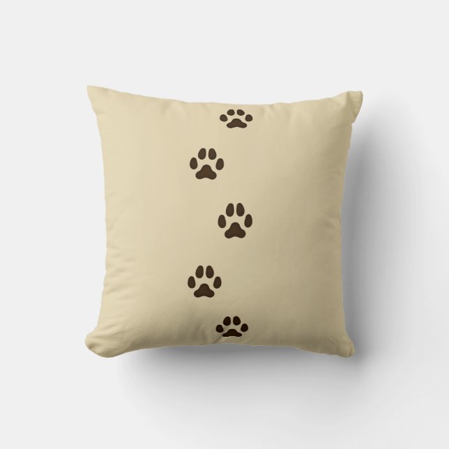 Coussin Chien Brown foncé Empreintes de pattes Canine Trac (Recto)