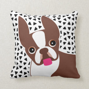 Coussin Chien Brown ou rouge de Boston Terrier