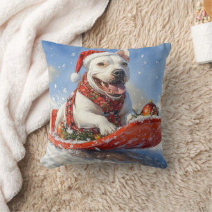 Coussin Chien Bull Terrier dans un traîneau Laissez tomber