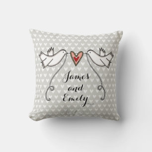 Coussin Chien cadeau Mariage Doves blanches personnalisées