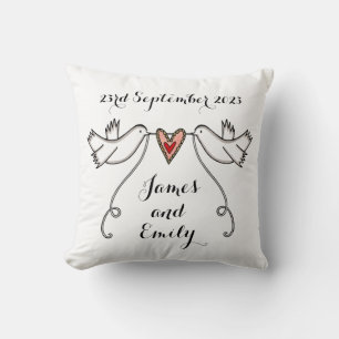 Coussin Chien cadeau Mariage Doves blanches personnalisées