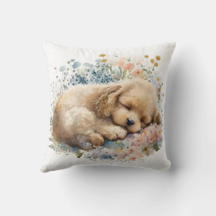 Coussin Chien Caniche Aquarelle Mignon