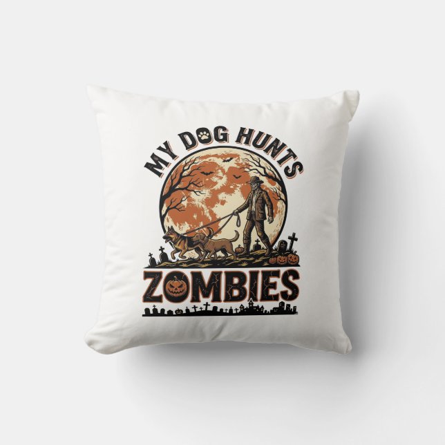 Coussin Chien chasse les zombies Conception de vecteur Hal (Recto)