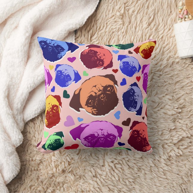 Coussin Chien Chiot Carlin Style PopArt Rétro (Couverture)