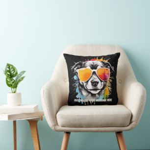 Coussin Chien chiot Cool mignon avec lunettes de soleil