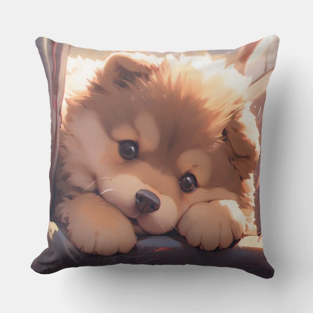 Coussin Chien chiot kawaii style (Recto)