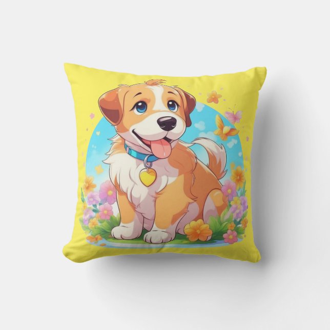 Coussin Chien chiot mignon (Recto)