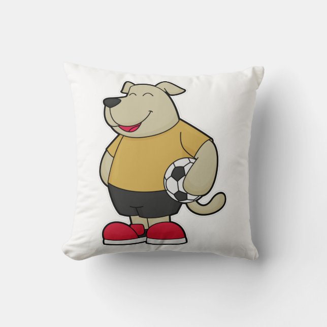 Coussin Chien comme joueur de football avec balle de footb (Recto)