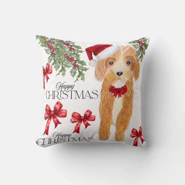 Coussin Chien couvert de Noël (Recto)
