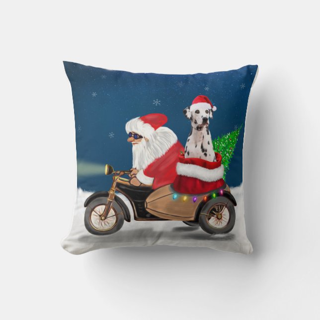 Coussin Chien dalmate Noël Père Noël (Recto)