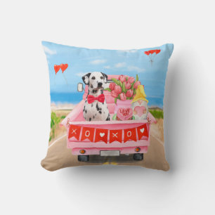 Coussin Chien dalmate Saint Valentin Coeurs de Camion