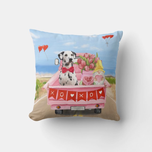 Coussin Chien dalmate Saint Valentin Coeurs de Camion (Recto)