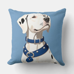Coussin Chien Dalmatien Avec Collier Bleu