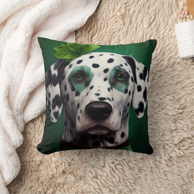 Coussin Chien dalmatien en tenue de la Saint-Patrick (Couverture)