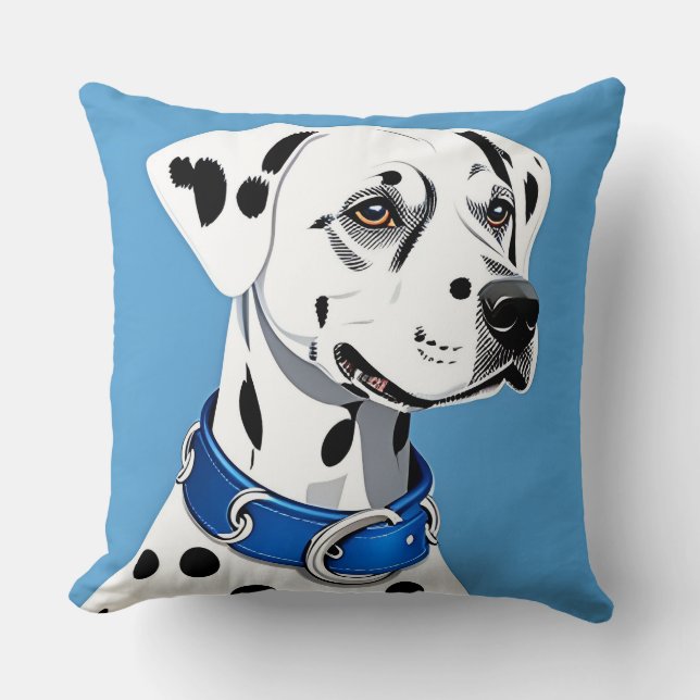 Coussin Chien Dalmatien Minimaliste Élégant Amateur de Chi (Recto)