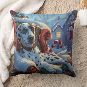 Coussin Chien Dalmatien Noël Festif