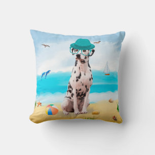 Coussin Chien Dalmation sur la plage