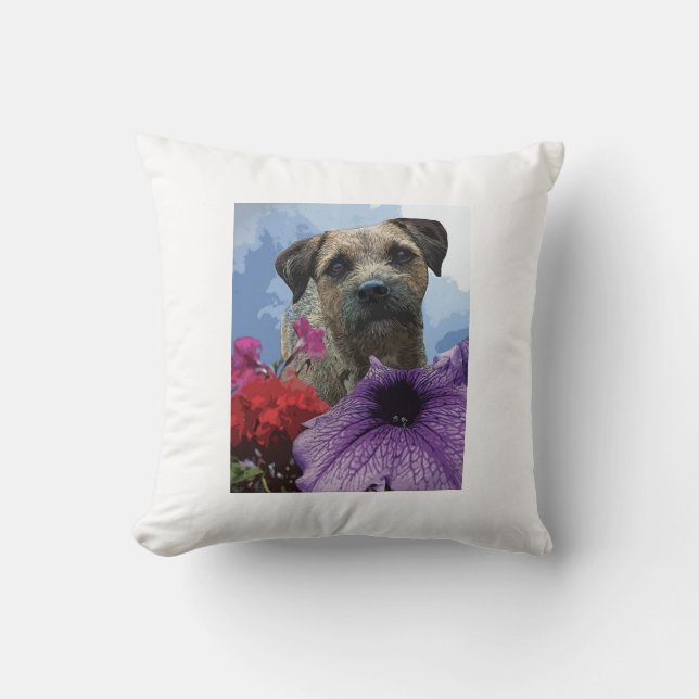 Coussin Chien dans des carreaux de fleur (Recto)