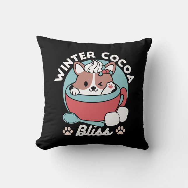 Coussin Chien dans la Mug Festive pour Vibes de vacances - (Recto)