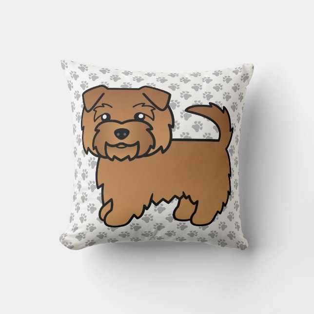 Coussin Chien de bande dessinée Norfolk Terrier rouge & pa (Recto)